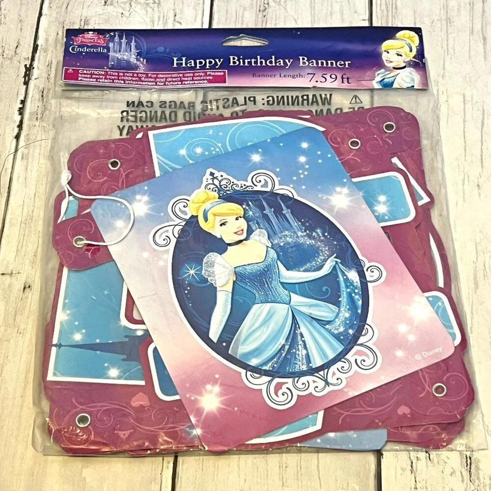 Disney Princess Cinderella Happy Birthday Banner Designware NEW SEALED